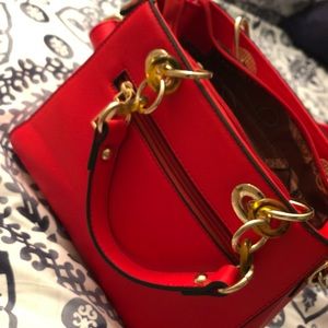 Red shoulder bag